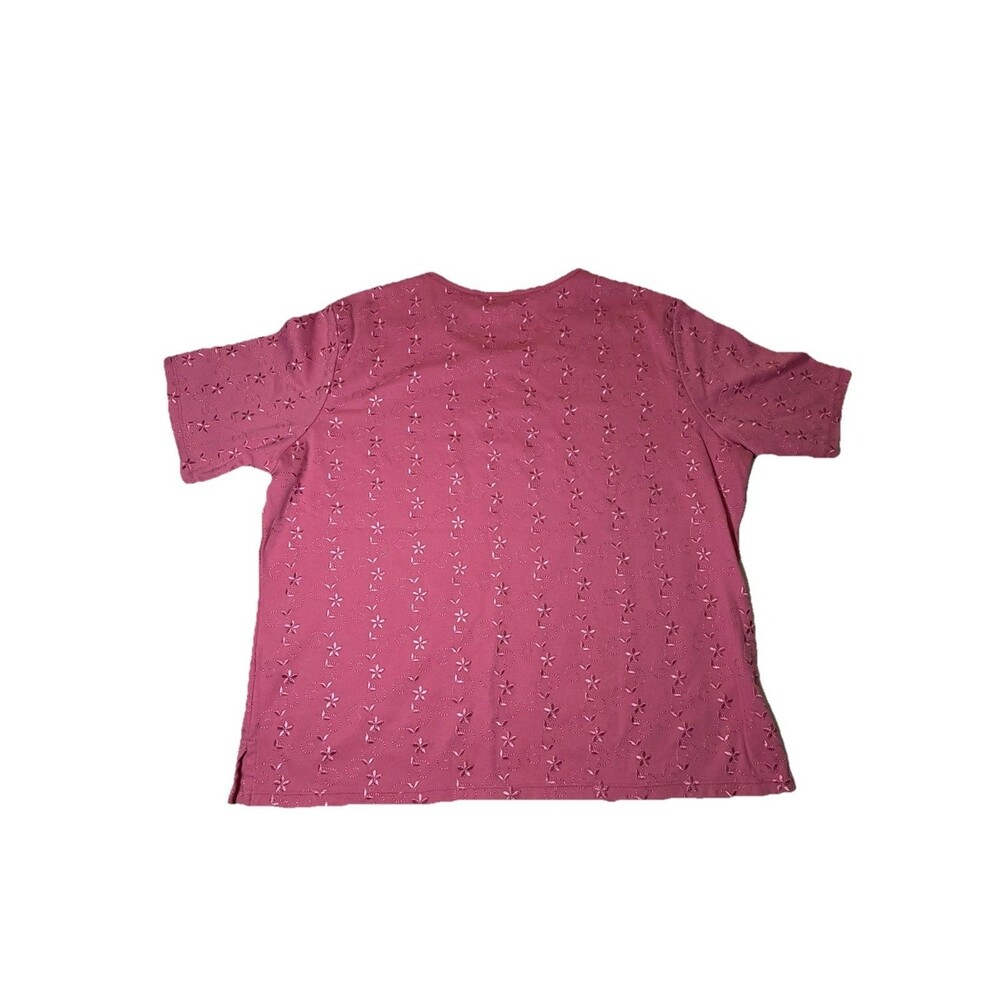 Drapers & Damons Womens XL Pink Embroidered Floral Short Sleeve Top - Picture 2 of 6